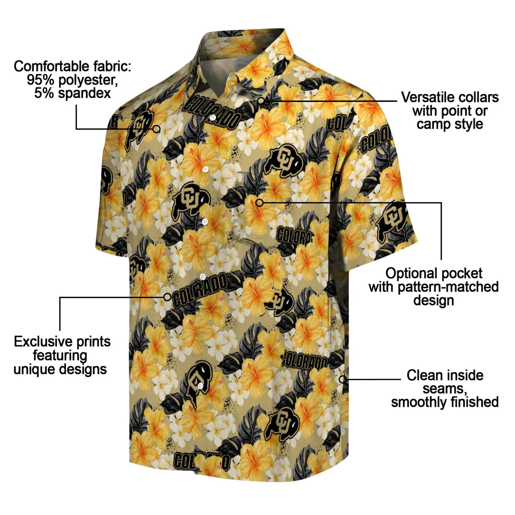 Colorado Buffaloes Hawaiian Shirt - Hibiscus Tropics | Moonbestprint