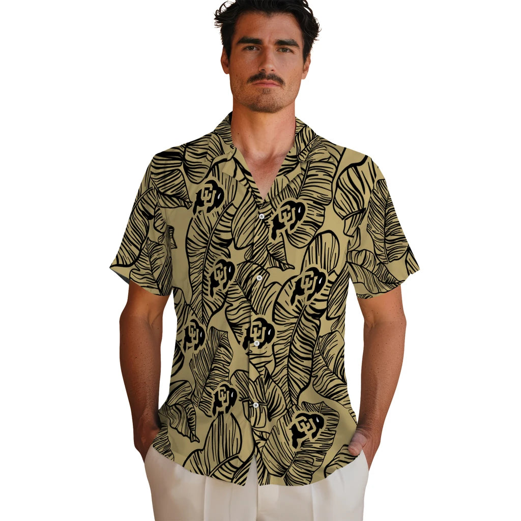 Colorado Buffaloes Hawaiian Shirt - Leaf Outline | Moonbestprint
