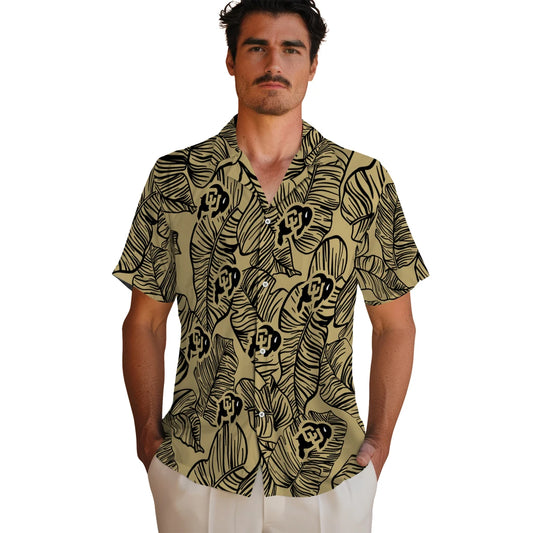 Colorado Buffaloes Hawaiian Shirt - Leaf Outline | Moonbestprint