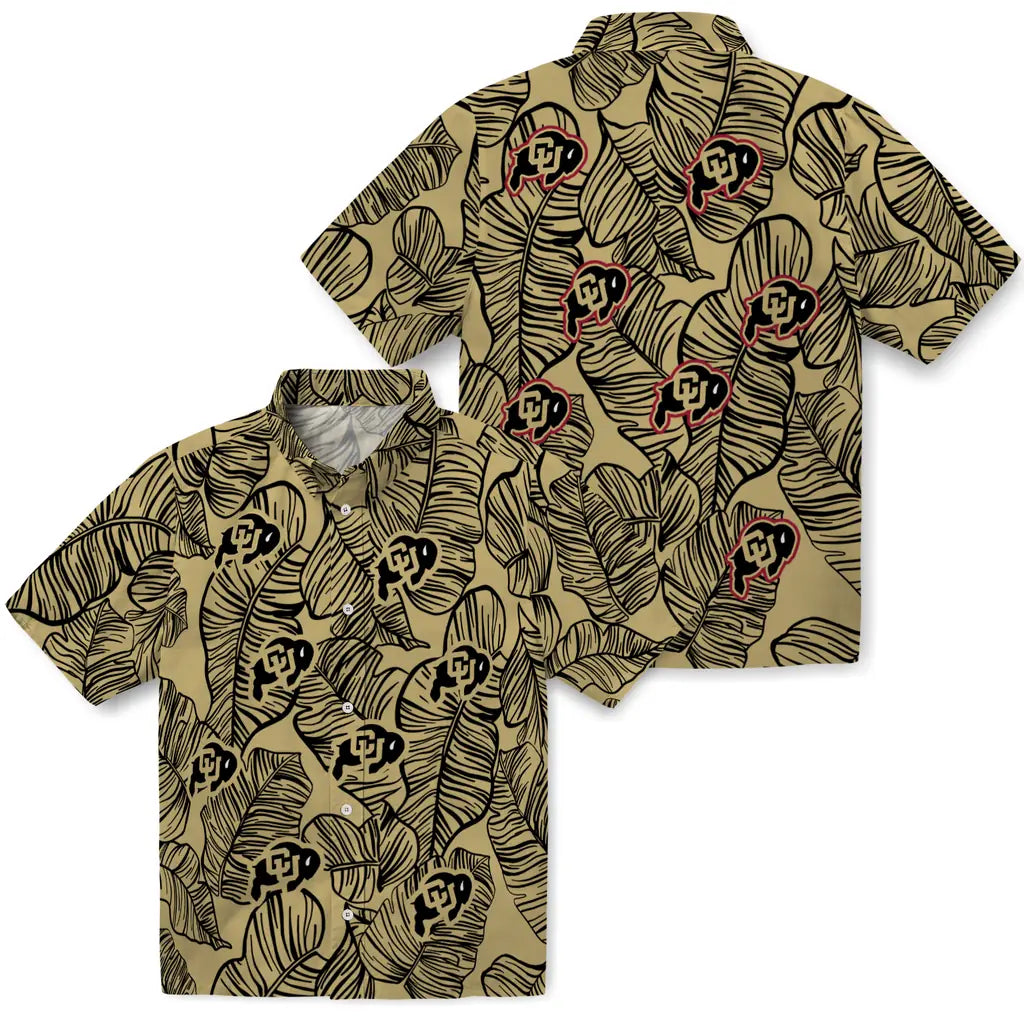 Colorado Buffaloes Hawaiian Shirt - Leaf Outline | Moonbestprint
