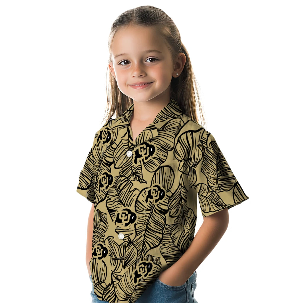 Colorado Buffaloes Hawaiian Shirt - Leaf Outline | Moonbestprint
