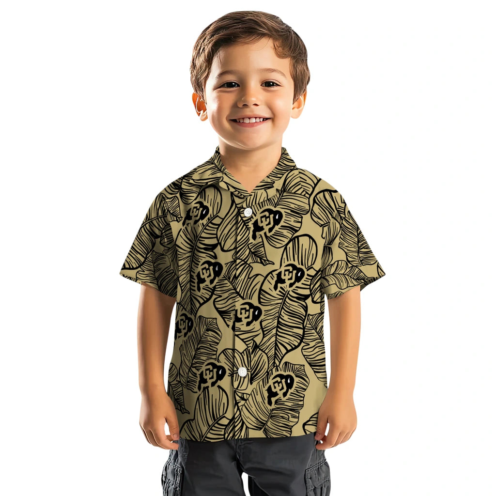 Colorado Buffaloes Hawaiian Shirt - Leaf Outline | Moonbestprint