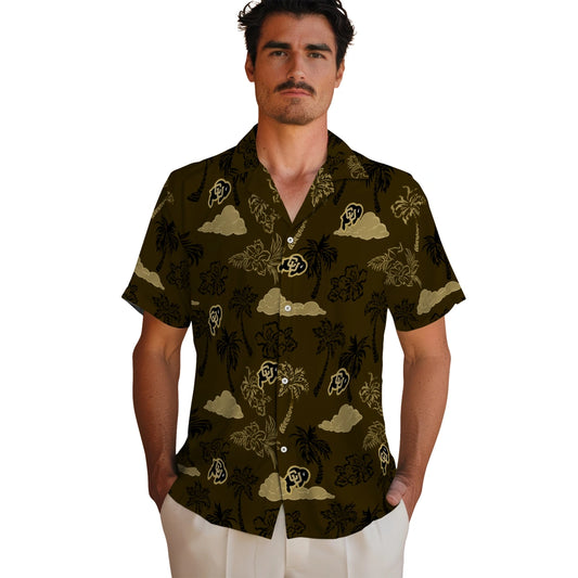 Colorado Buffaloes Hawaiian Shirt - Palm And Clouds | Moonbestprint
