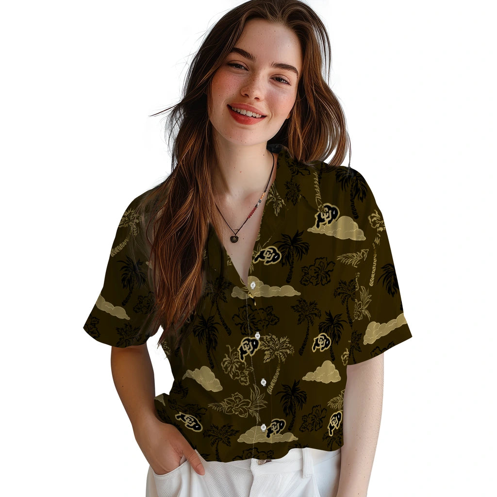 Colorado Buffaloes Hawaiian Shirt - Palm And Clouds | Moonbestprint