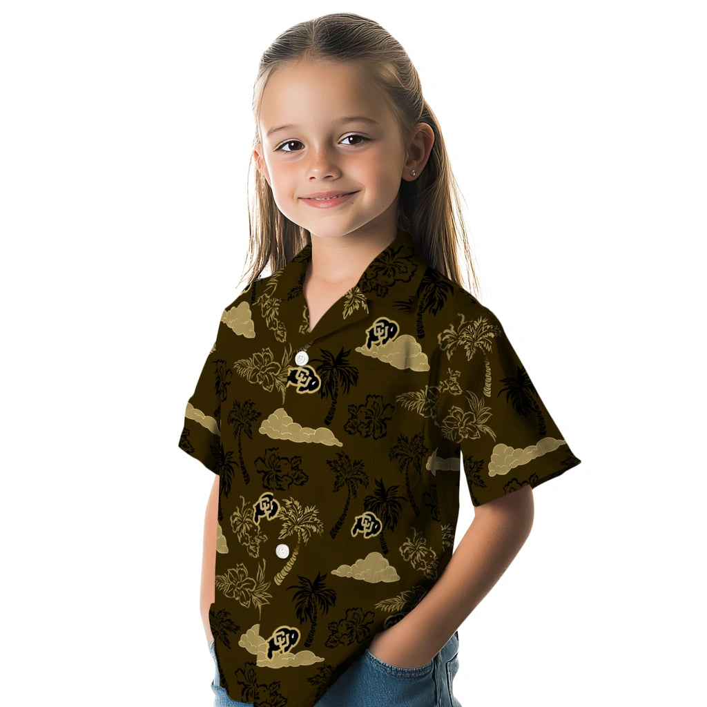 Colorado Buffaloes Hawaiian Shirt - Palm And Clouds | Moonbestprint