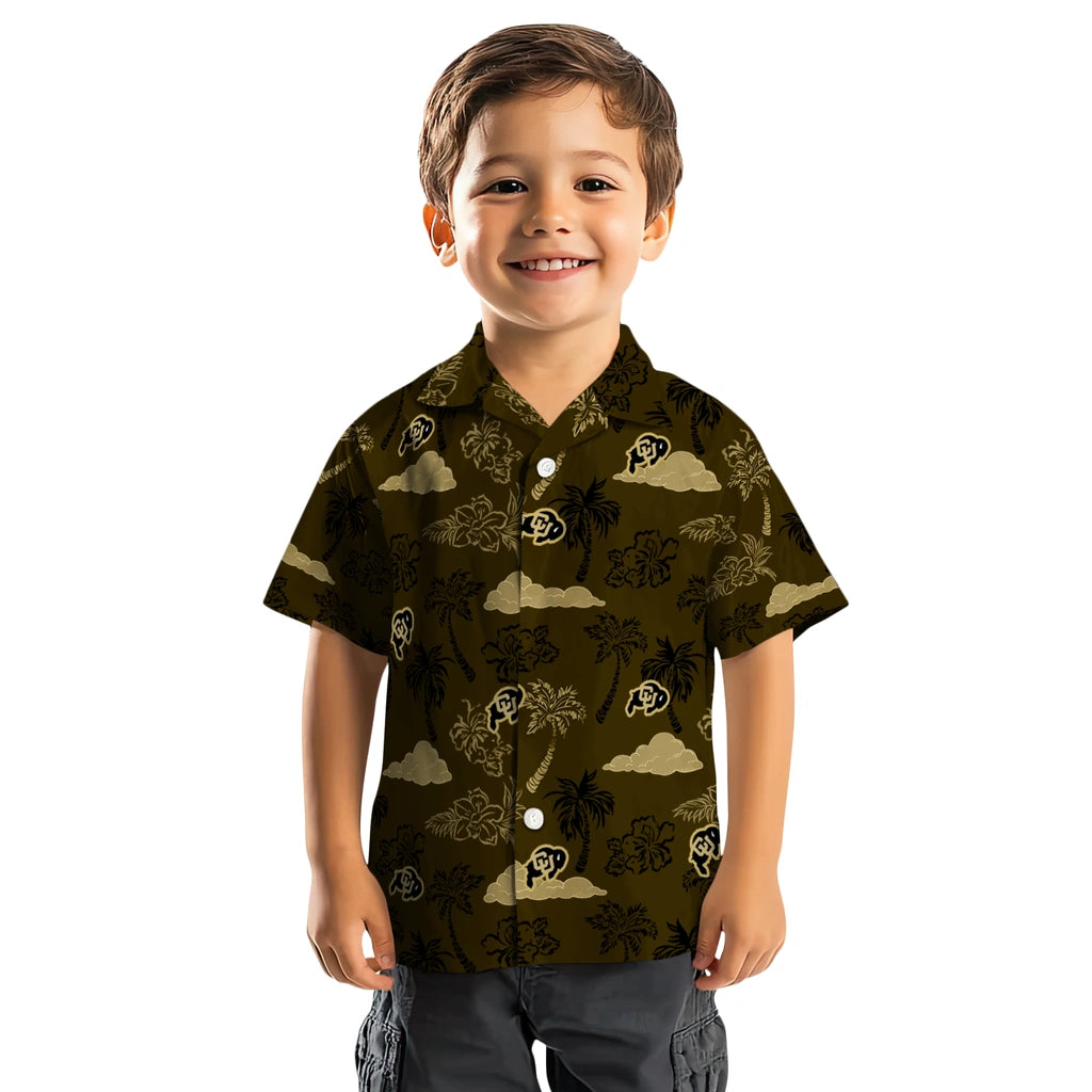 Colorado Buffaloes Hawaiian Shirt - Palm And Clouds | Moonbestprint