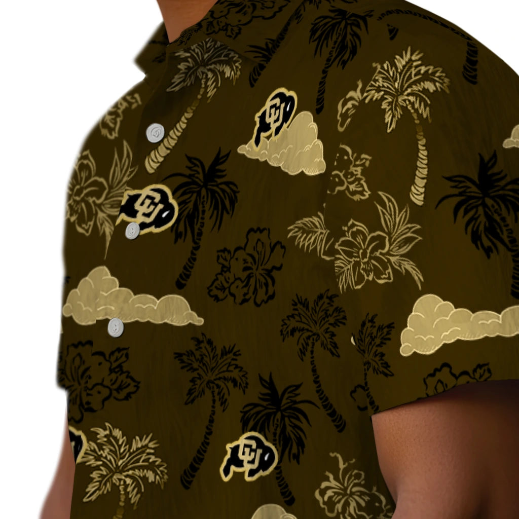 Colorado Buffaloes Hawaiian Shirt - Palm And Clouds | Moonbestprint