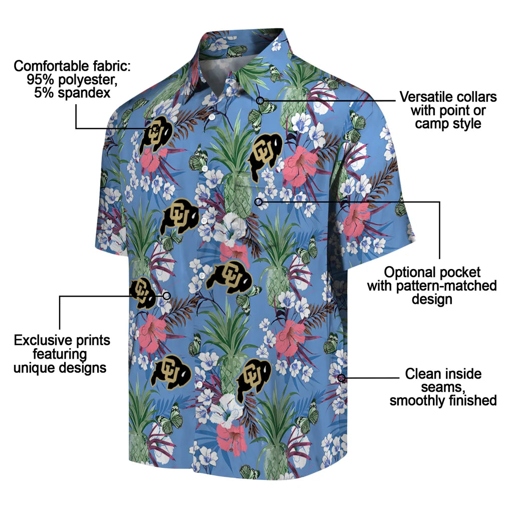 Colorado Buffaloes Hawaiian Shirt - Pineapple Bouquet | Moonbestprint