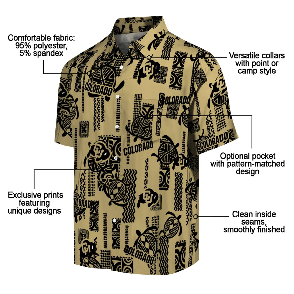 Colorado Buffaloes Hawaiian Shirt - Turtle Lines | Moonbestprint
