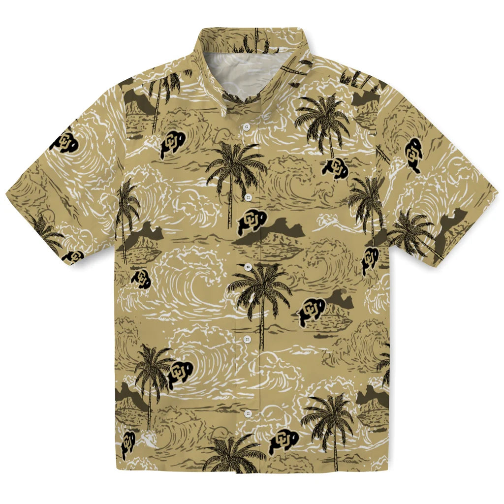 Colorado Buffaloes Hawaiian Shirt - Wave Palm | Moonbestprint