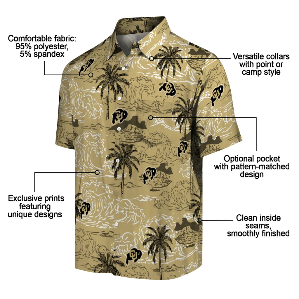 Colorado Buffaloes Hawaiian Shirt - Wave Palm | Moonbestprint