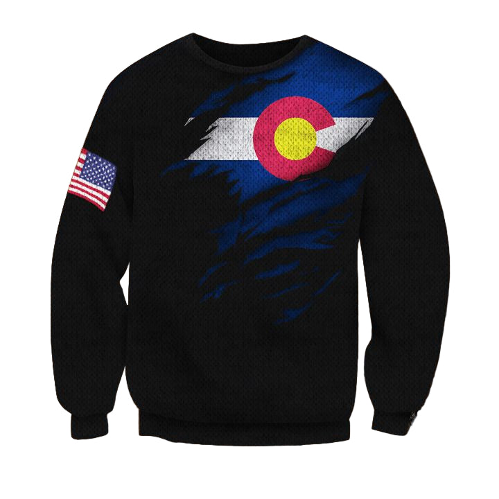 Colorado Flag And Us Flag Logo Sweater Pride Colorado State Flag Sweater Xmas Gift For Bro ? Usalast