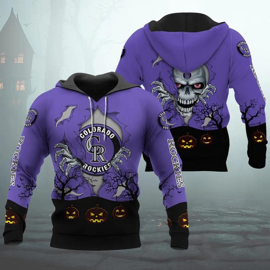 Colorado Rockies Halloween 3D MLB All Over Print Hoodie -Moonbestprint