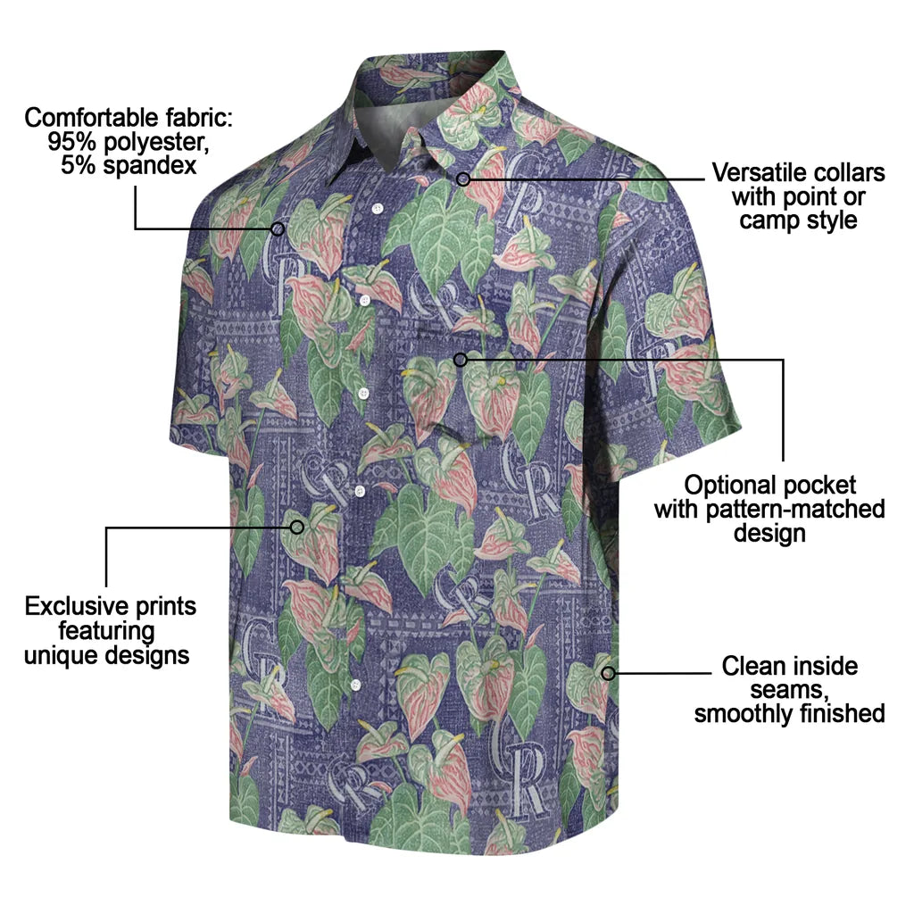 Colorado Rockies Hawaiian Shirt - Anthurium Overlay | Moonbestprint