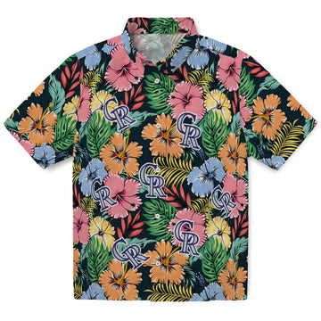 Colorado Rockies Hawaiian Shirt - Brilliant Hibiscus Garden | Moonbestprint