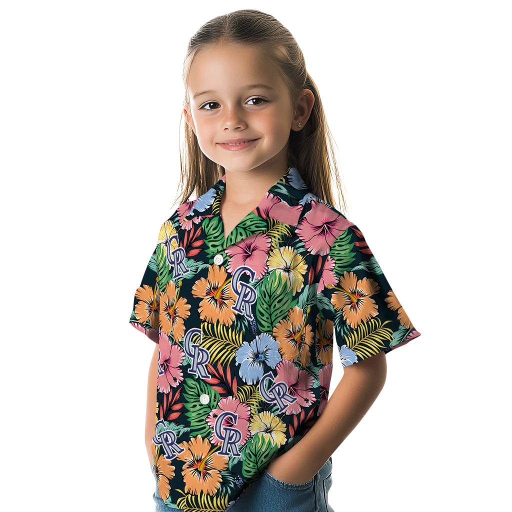 Colorado Rockies Hawaiian Shirt - Brilliant Hibiscus Garden | Moonbestprint