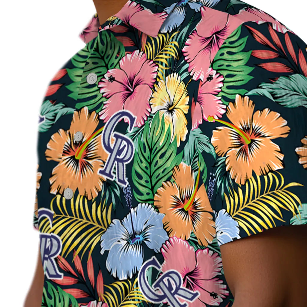 Colorado Rockies Hawaiian Shirt - Brilliant Hibiscus Garden | Moonbestprint