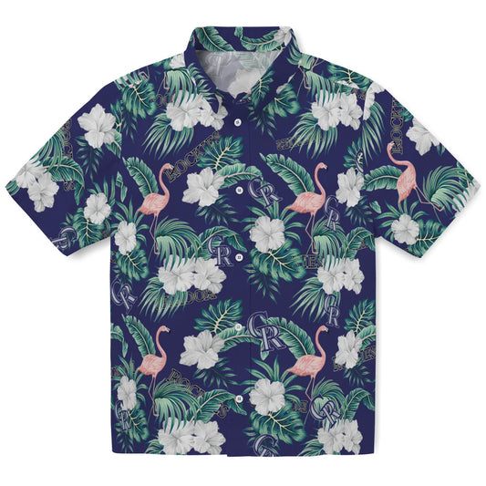 Colorado Rockies Hawaiian Shirt - Flamingo and Hibiscus | Moonbestprint
