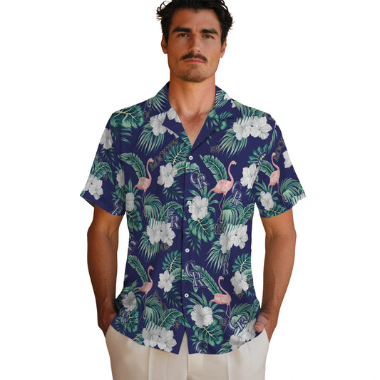Colorado Rockies Hawaiian Shirt - Flamingo and Hibiscus | Moonbestprint