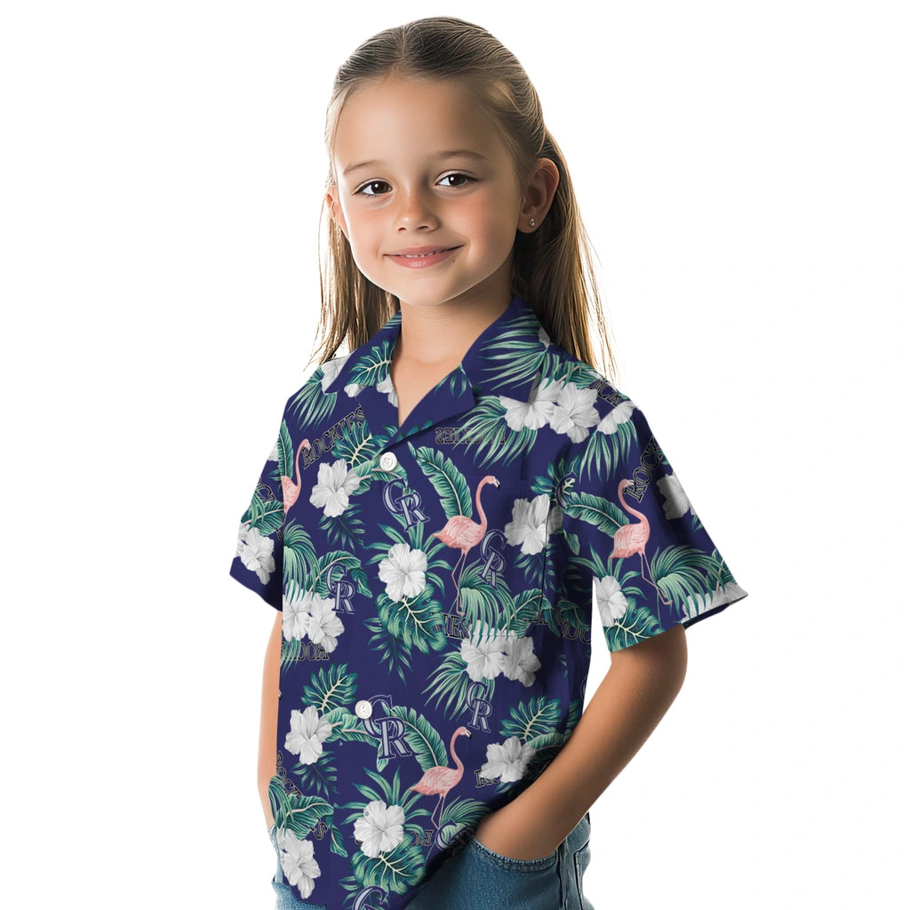 Colorado Rockies Hawaiian Shirt - Flamingo and Hibiscus | Moonbestprint