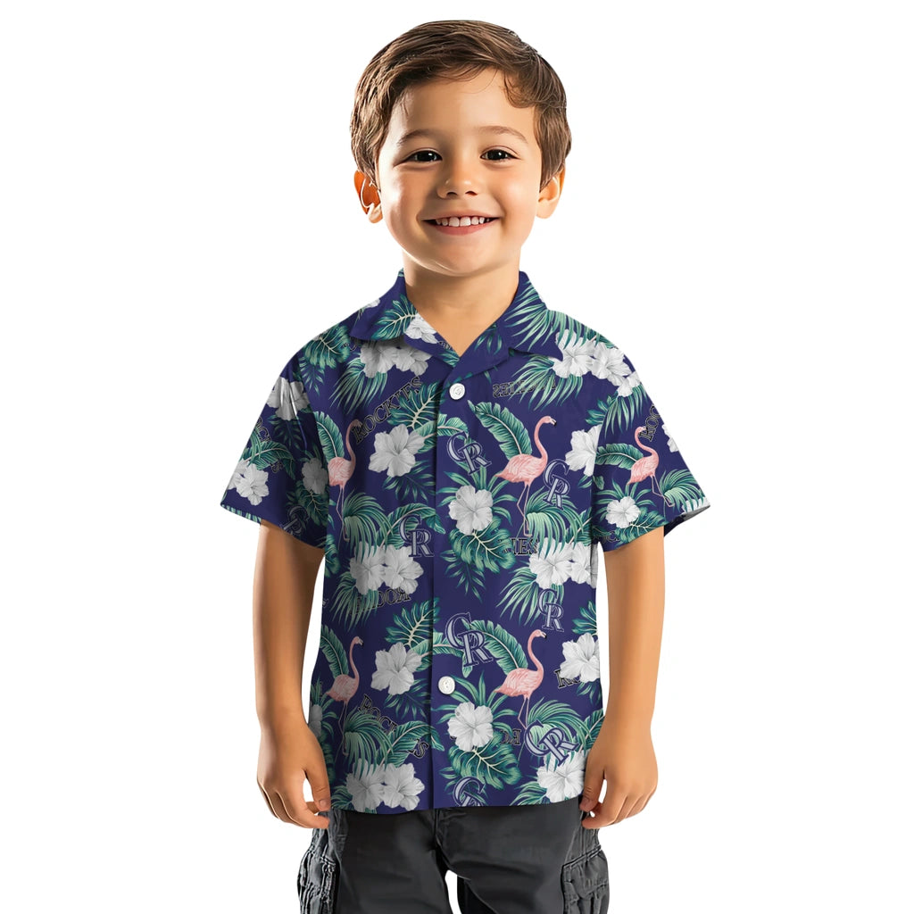Colorado Rockies Hawaiian Shirt - Flamingo and Hibiscus | Moonbestprint