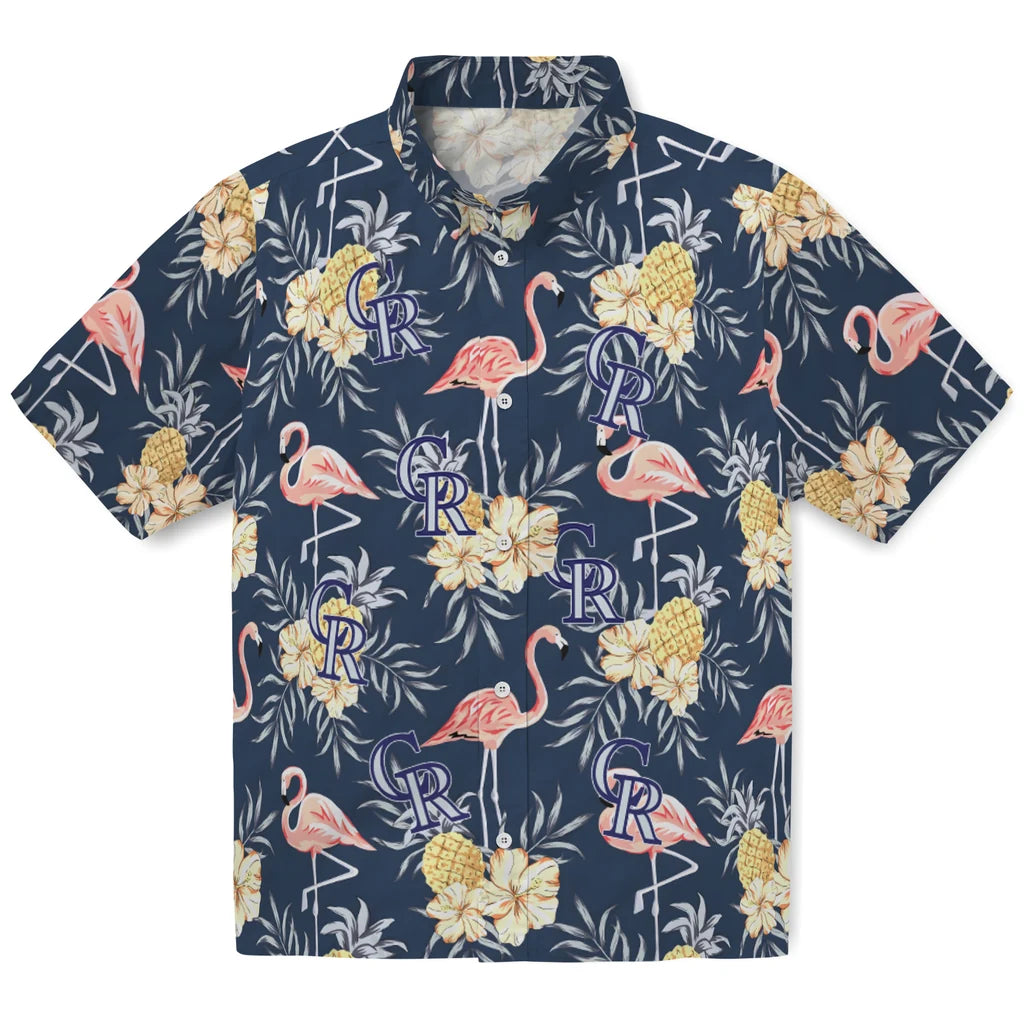 Colorado Rockies Hawaiian Shirt - Flamingo Hibiscus | Moonbestprint