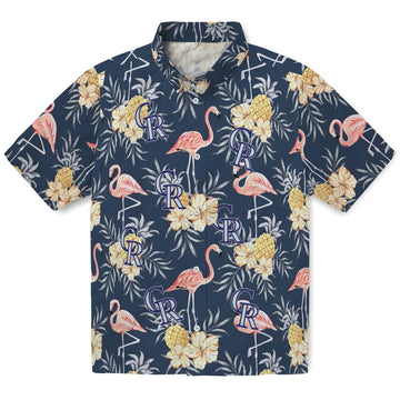 Colorado Rockies Hawaiian Shirt - Flamingo Hibiscus | Moonbestprint
