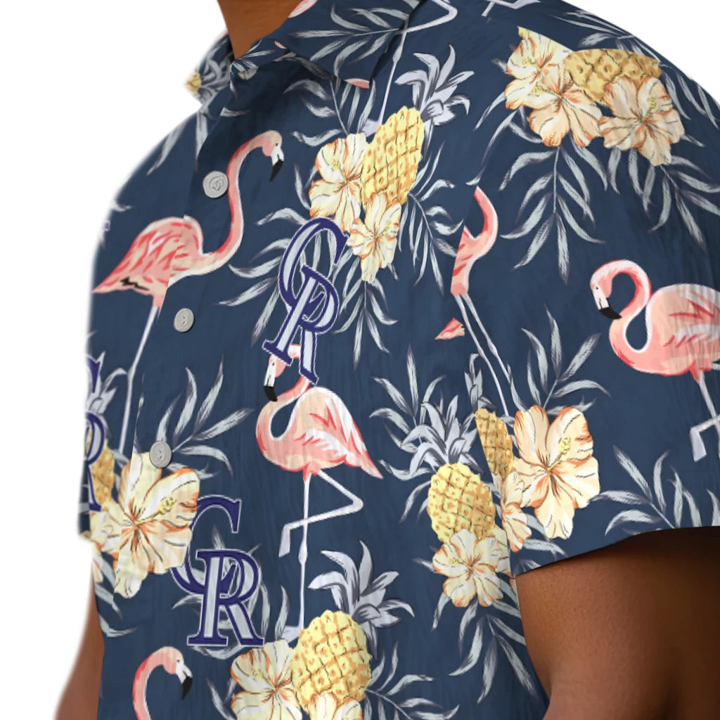 Colorado Rockies Hawaiian Shirt - Flamingo Hibiscus | Moonbestprint