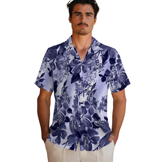 Colorado Rockies Hawaiian Shirt - Hibiscus Arrangement | Moonbestprint