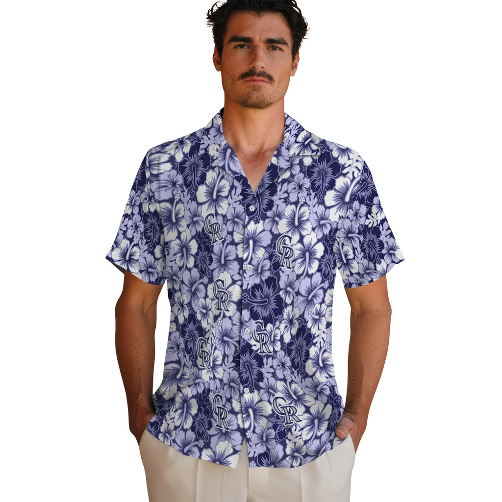 Colorado Rockies Hawaiian Shirt - Hibiscus Blooms | Moonbestprint