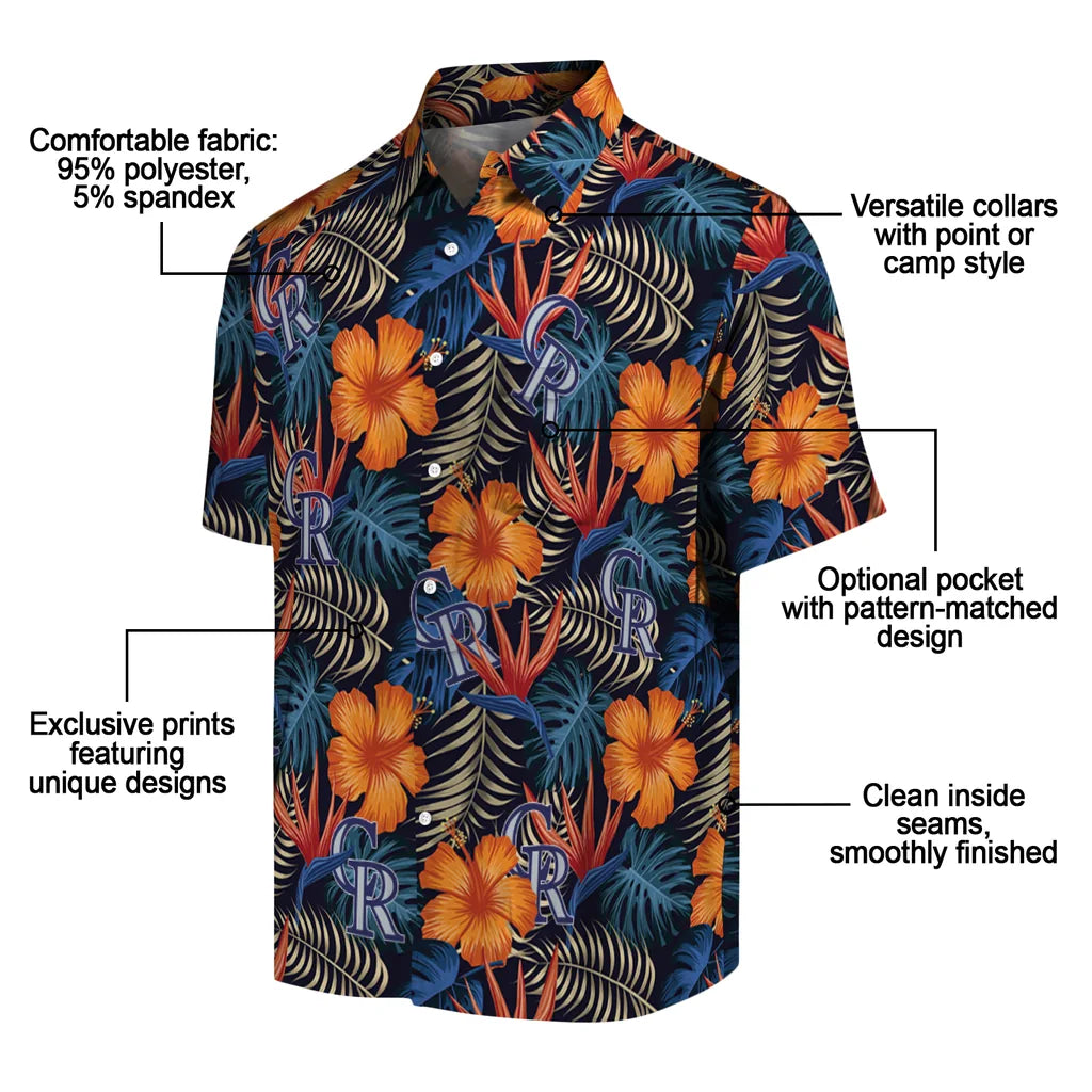 Colorado Rockies Hawaiian Shirt - Hibiscus Foliage | Moonbestprint