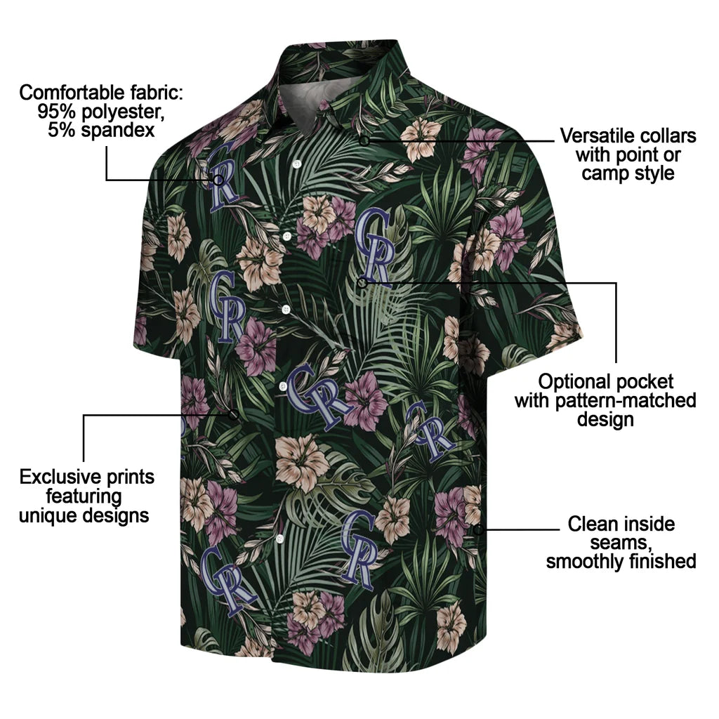 Colorado Rockies Hawaiian Shirt - Hibiscus Leaves Pattern | Moonbestprint
