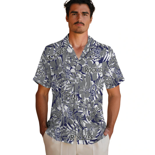 Colorado Rockies Hawaiian Shirt - Hibiscus Overlay | Moonbestprint