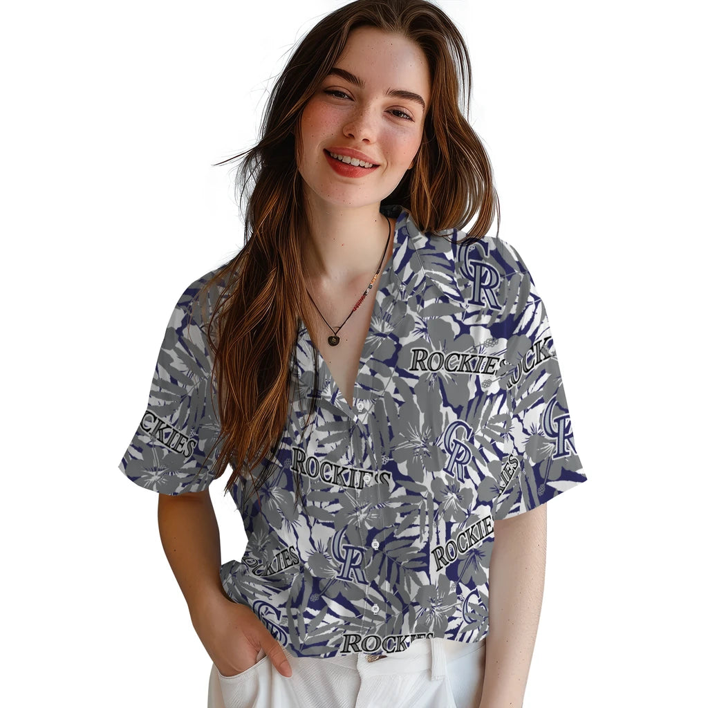 Colorado Rockies Hawaiian Shirt - Hibiscus Overlay | Moonbestprint