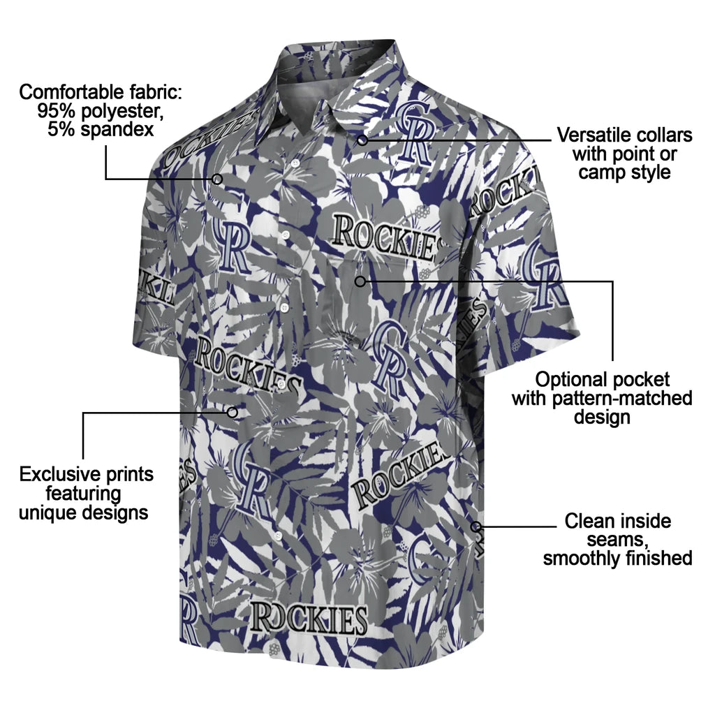 Colorado Rockies Hawaiian Shirt - Hibiscus Overlay | Moonbestprint