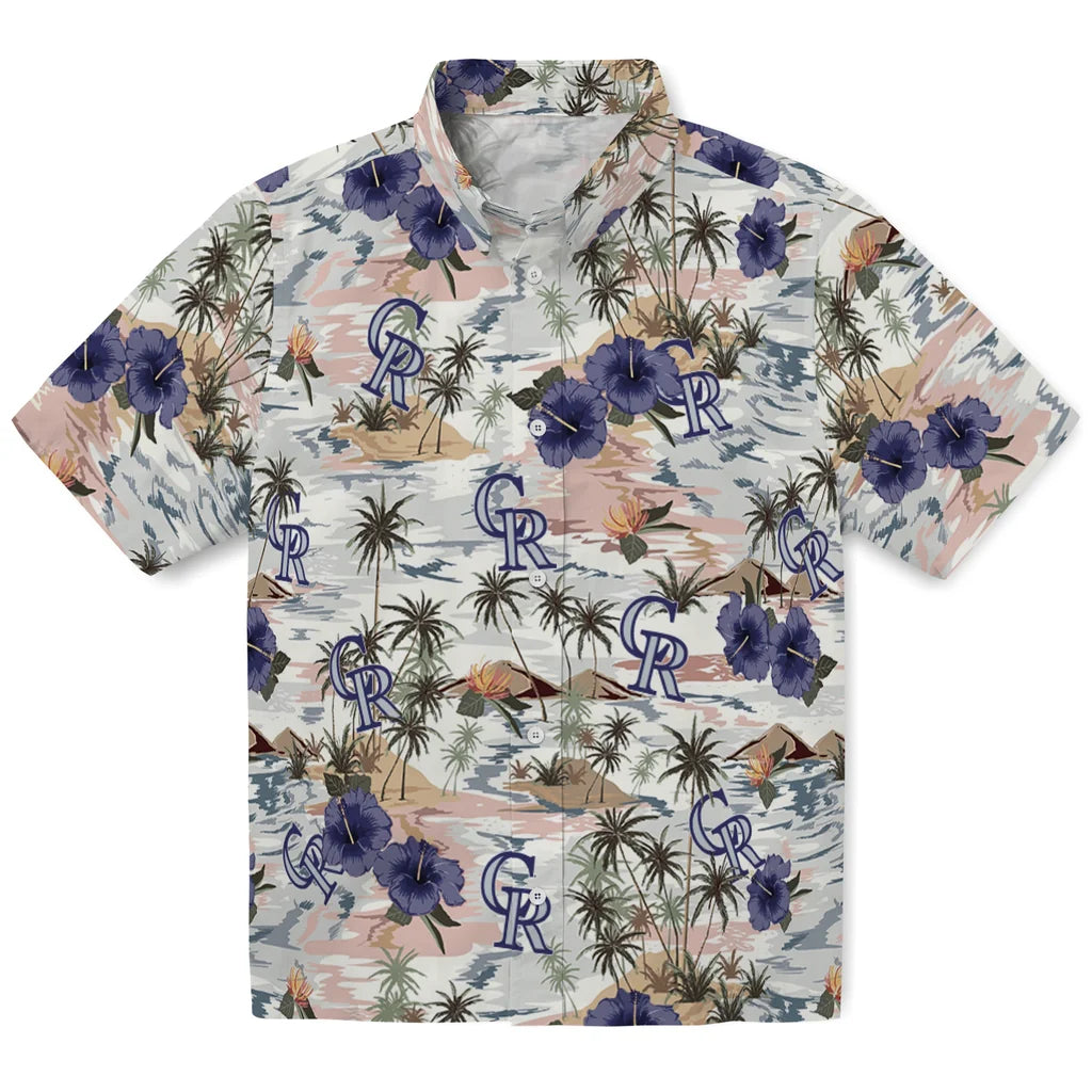 Colorado Rockies Hawaiian Shirt - Hibiscus Seaside | Moonbestprint