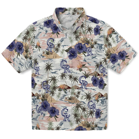 Colorado Rockies Hawaiian Shirt - Hibiscus Seaside | Moonbestprint