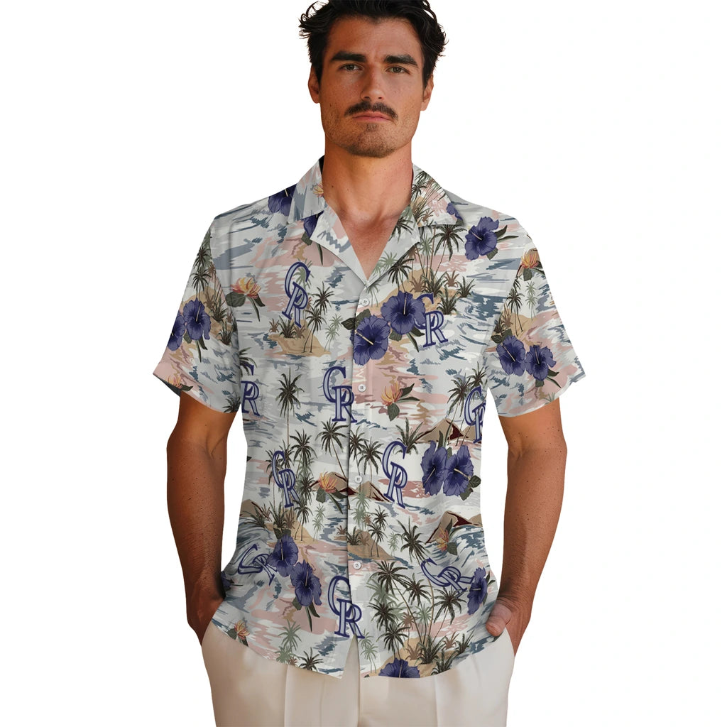 Colorado Rockies Hawaiian Shirt - Hibiscus Seaside | Moonbestprint