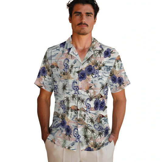 Colorado Rockies Hawaiian Shirt - Hibiscus Seaside | Moonbestprint