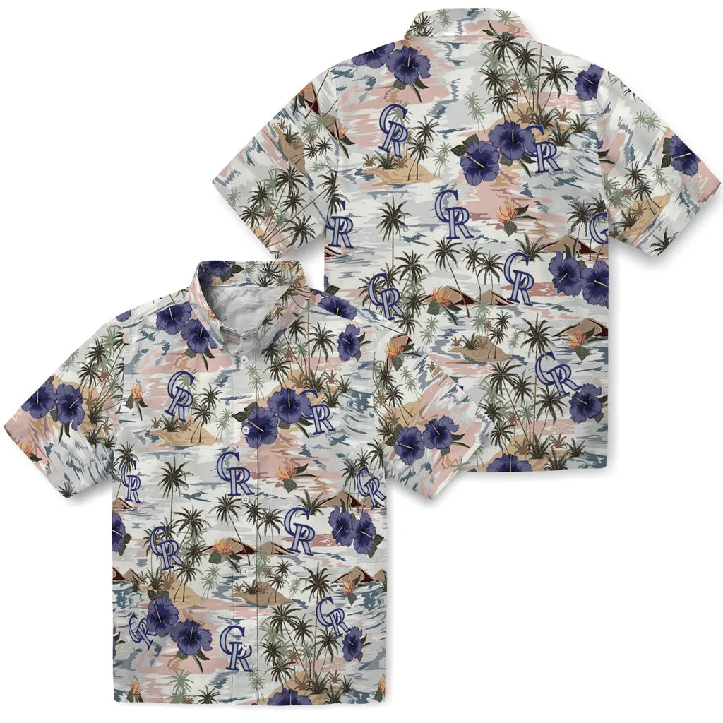 Colorado Rockies Hawaiian Shirt - Hibiscus Seaside | Moonbestprint