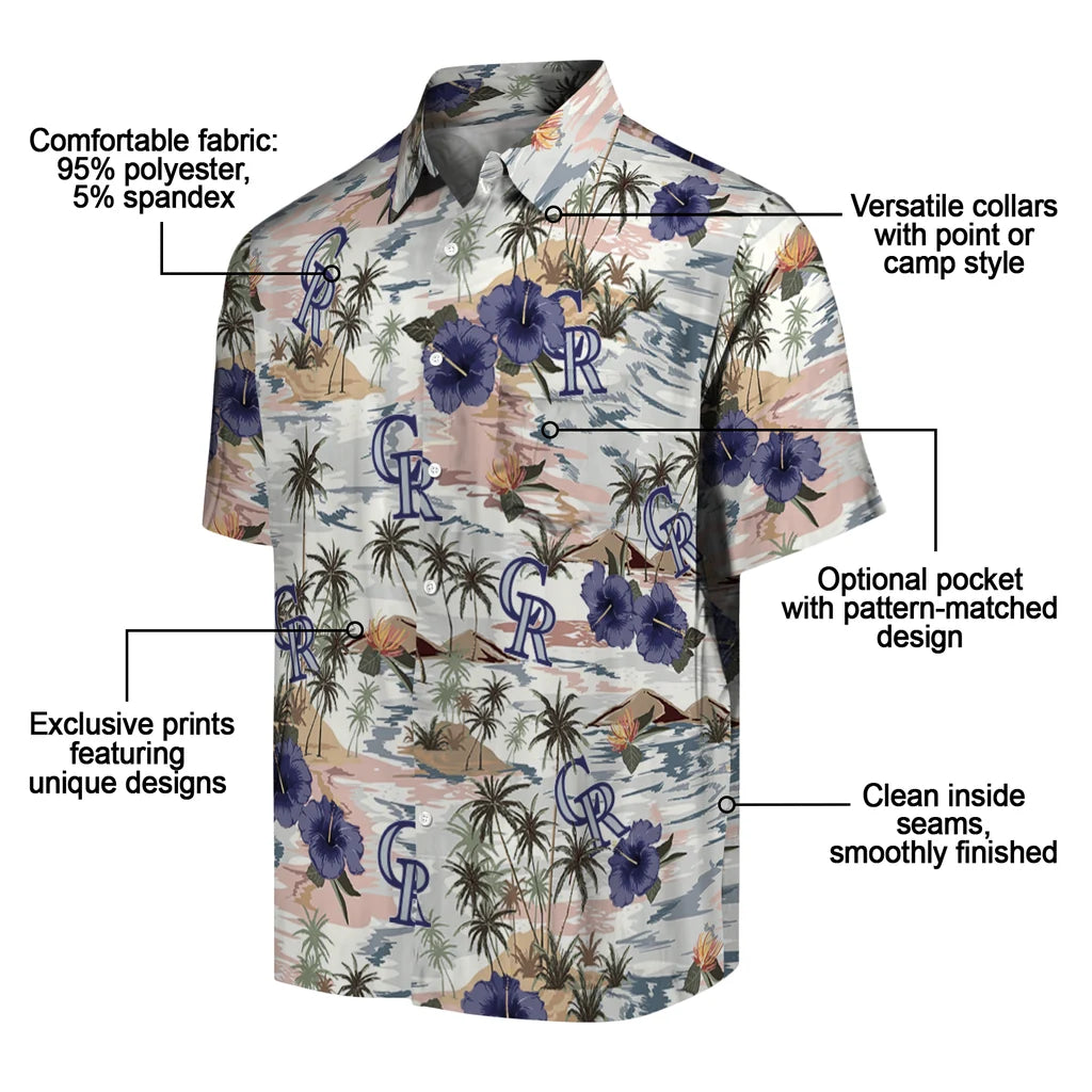 Colorado Rockies Hawaiian Shirt - Hibiscus Seaside | Moonbestprint
