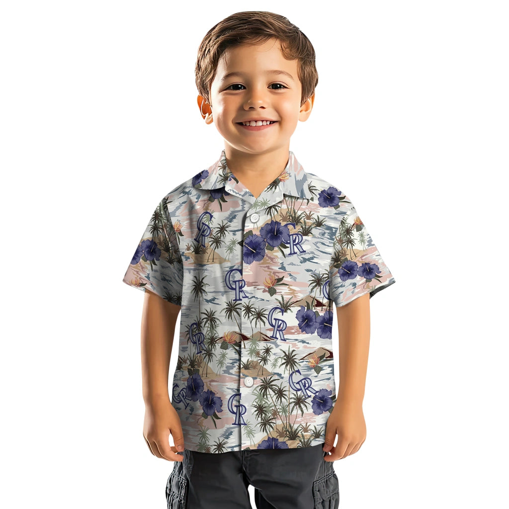 Colorado Rockies Hawaiian Shirt - Hibiscus Seaside | Moonbestprint
