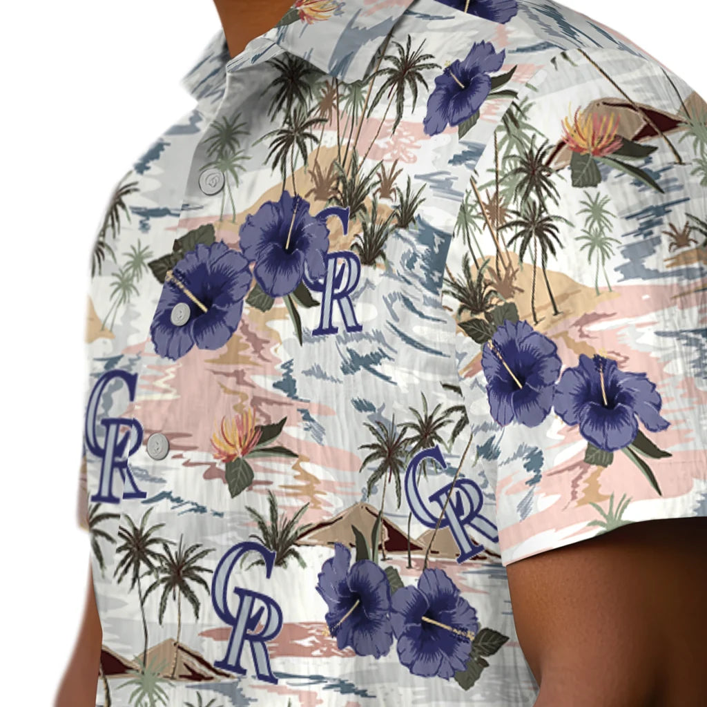 Colorado Rockies Hawaiian Shirt - Hibiscus Seaside | Moonbestprint
