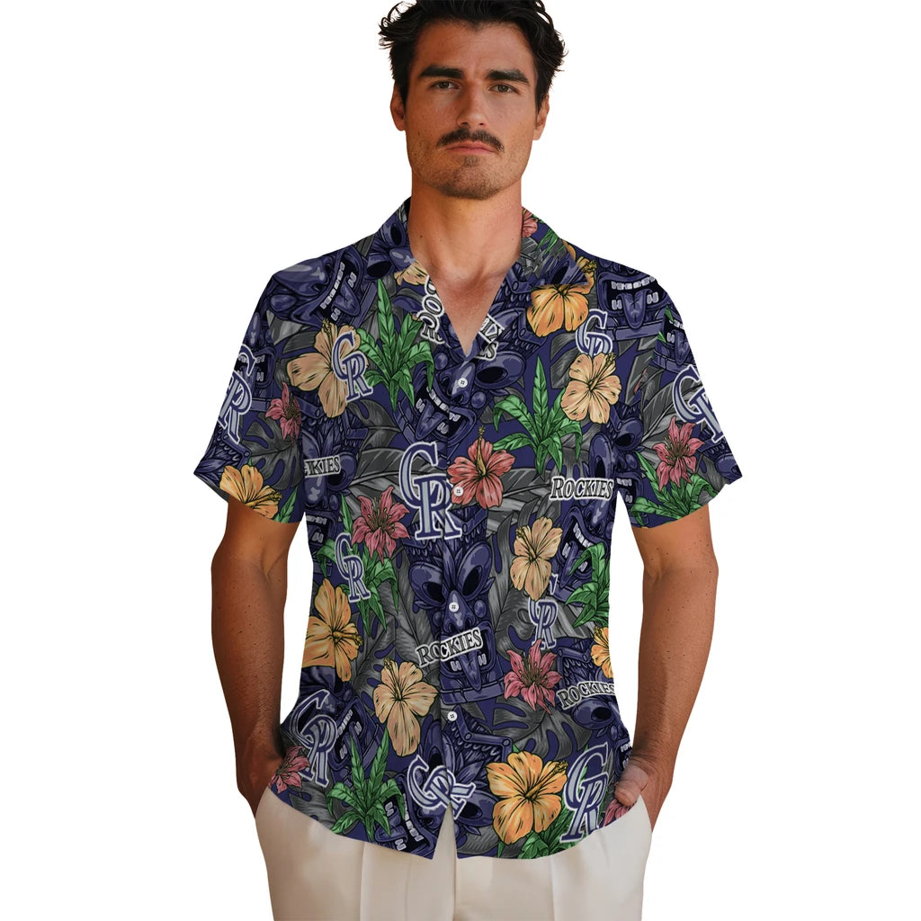 Colorado Rockies Hawaiian Shirt - Hibiscus Tiki Jungle | Moonbestprint