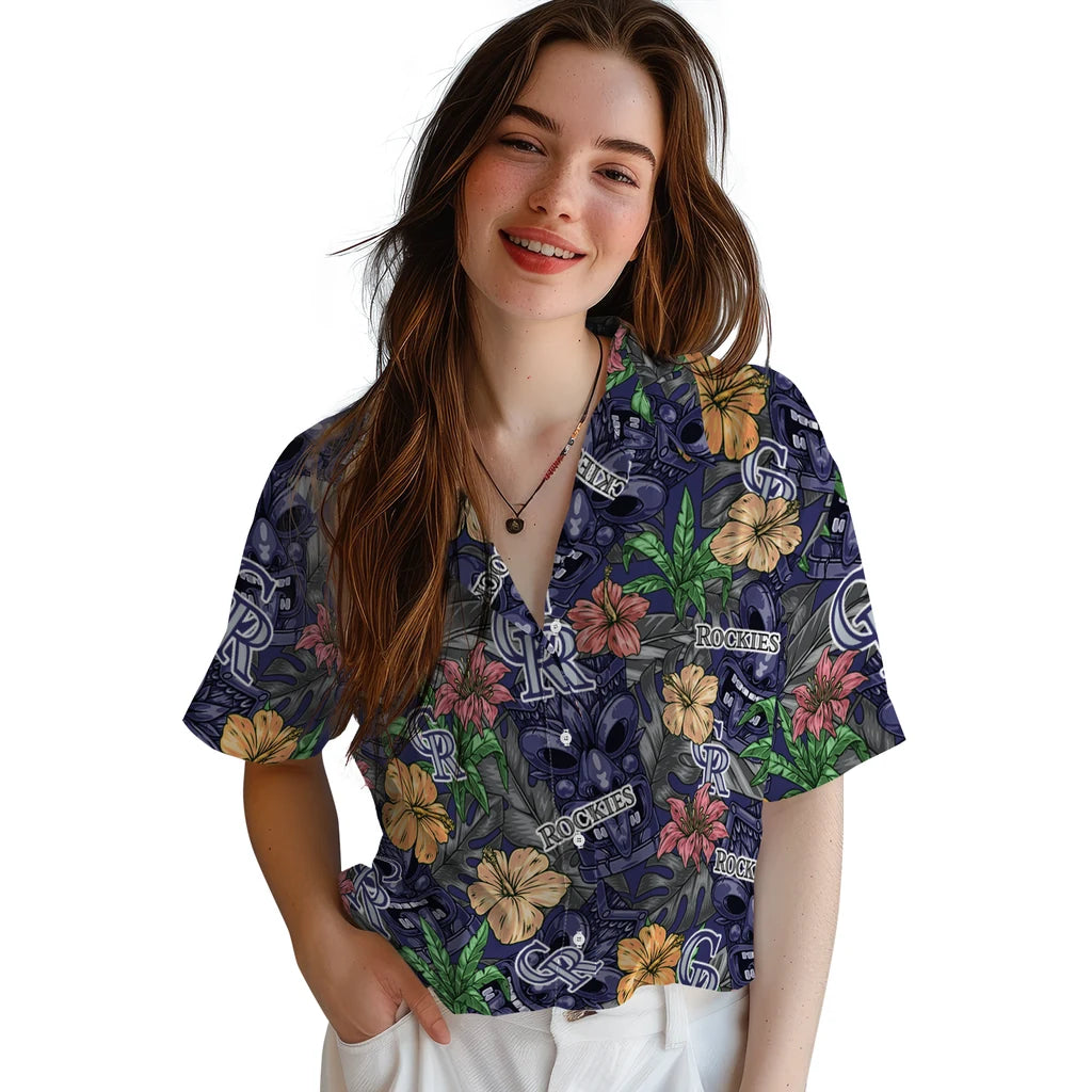 Colorado Rockies Hawaiian Shirt - Hibiscus Tiki Jungle | Moonbestprint