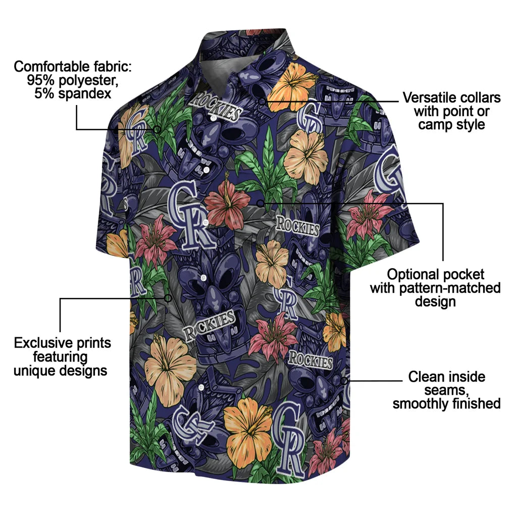 Colorado Rockies Hawaiian Shirt - Hibiscus Tiki Jungle | Moonbestprint