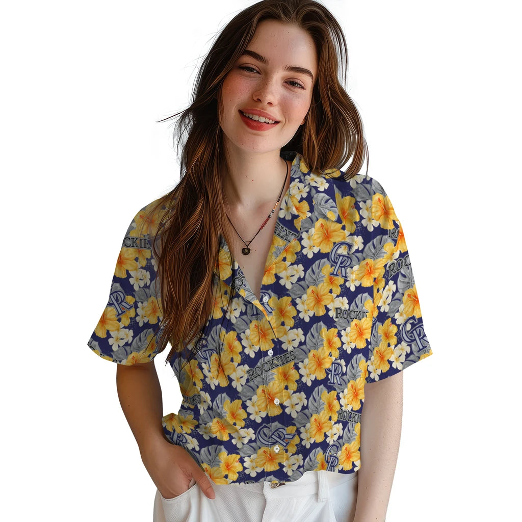 Colorado Rockies Hawaiian Shirt - Hibiscus Tropics | Moonbestprint
