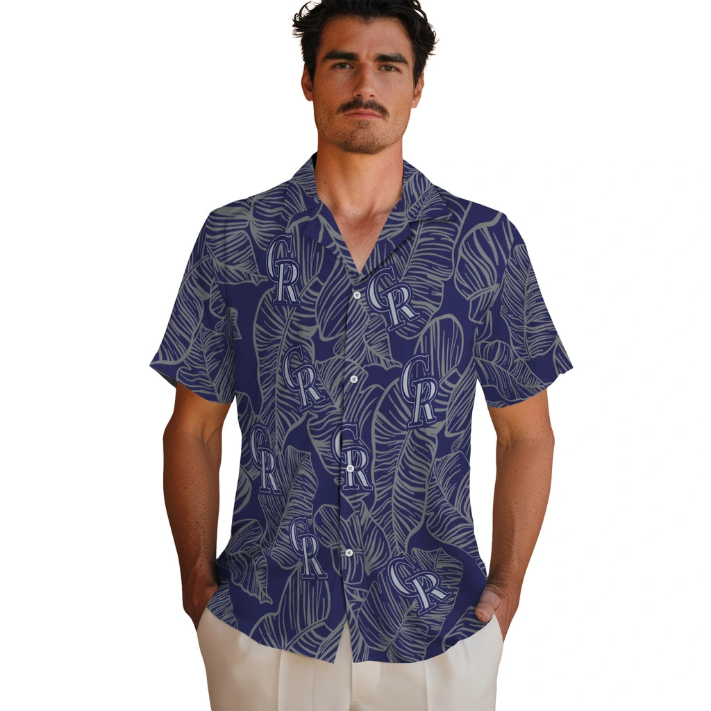 Colorado Rockies Hawaiian Shirt - Leaf Outline | Moonbestprint