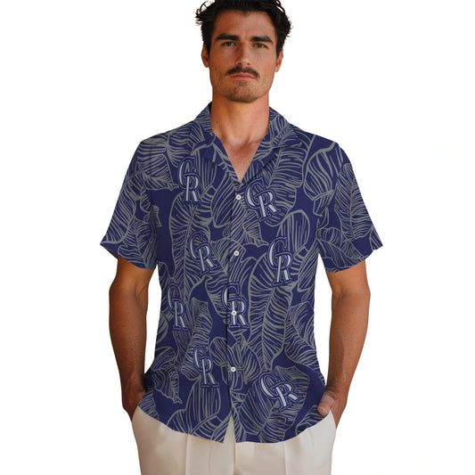 Colorado Rockies Hawaiian Shirt - Leaf Outline | Moonbestprint