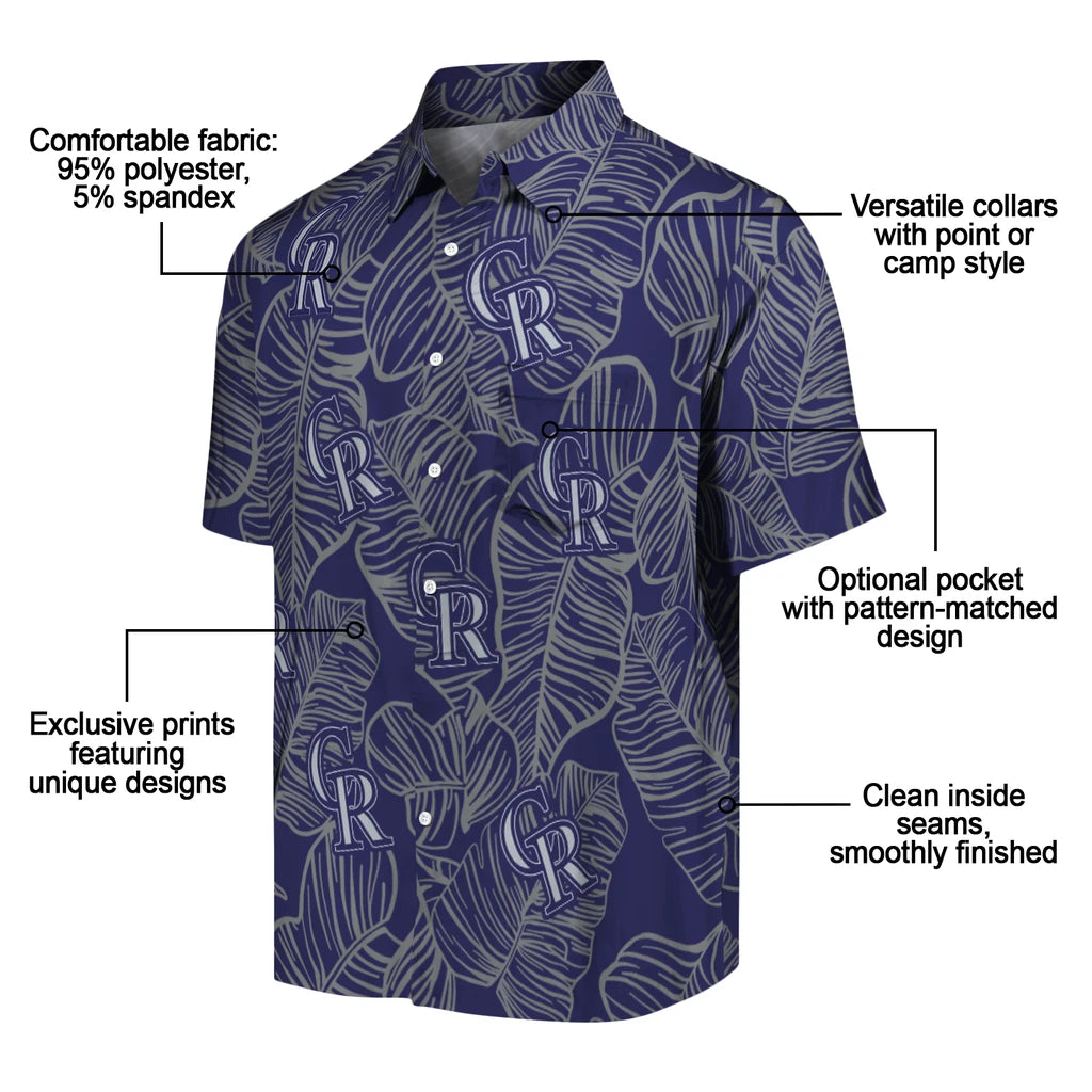 Colorado Rockies Hawaiian Shirt - Leaf Outline | Moonbestprint